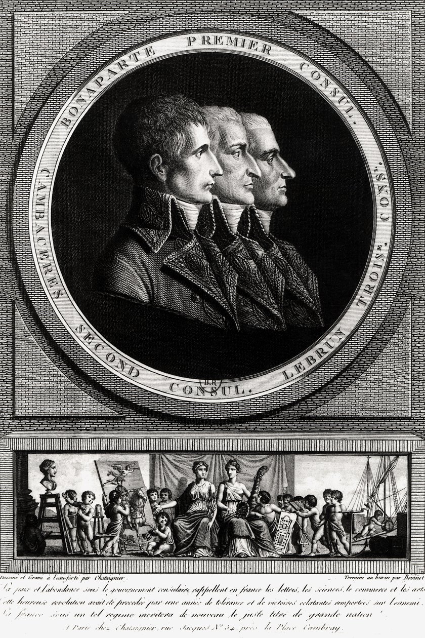Portrait des trois consuls de la République, complété par Edme Bovinet (1767-1082) - Alexis Chataigner