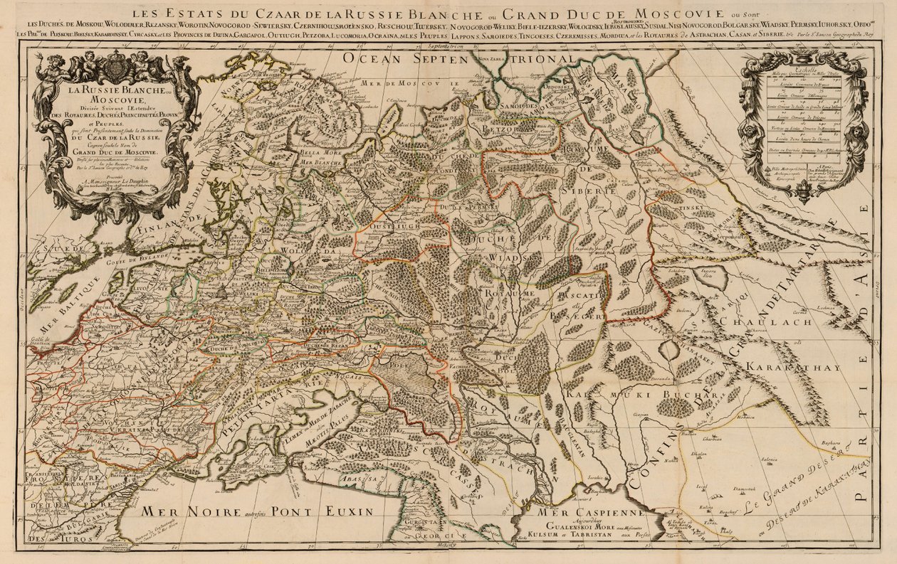 Carte de la Russie Blanche ou Moscovie - Alexis Hubert Jaillot