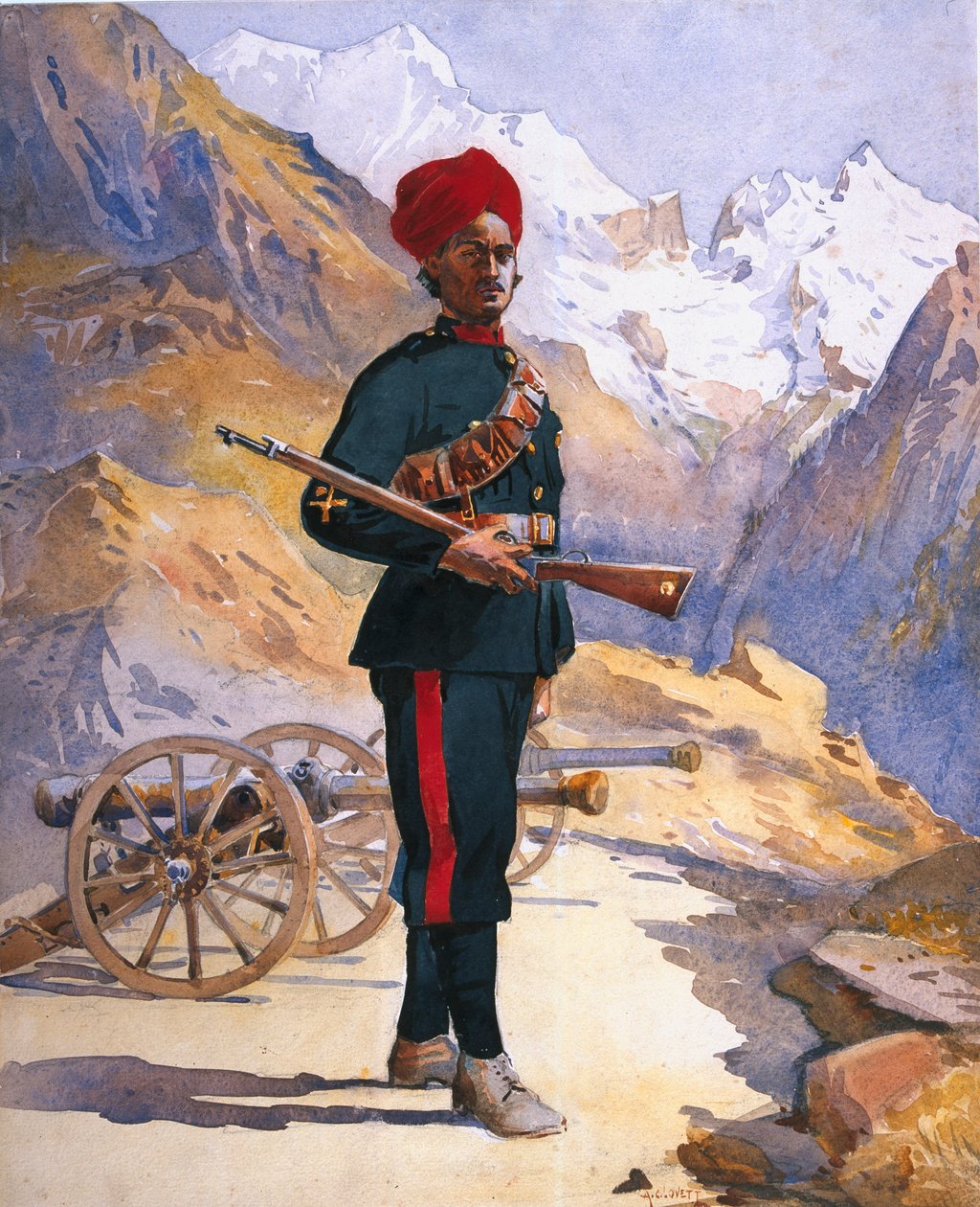 Artilleur de la batterie de montagne, Musulman Punjabi, illustration pour 