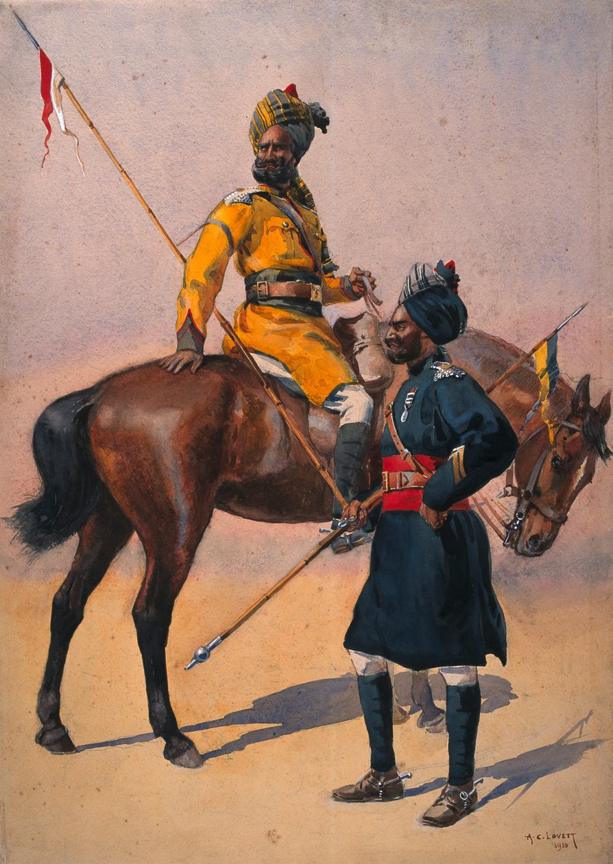 Soldats du 1er Lanciers du Duc de York (Cheval de Skinner) Musulman Hindoustani et 3e Cheval de Skinner, Rajput Musulman, illustration pour 