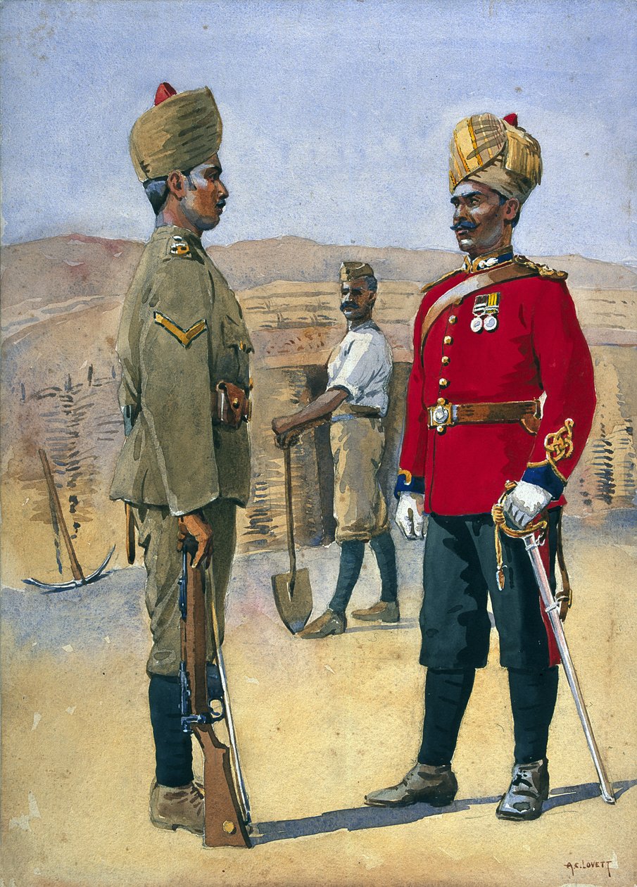 Soldats du 3e Sapeurs et Mineurs Lance, Naik, Brahmane d