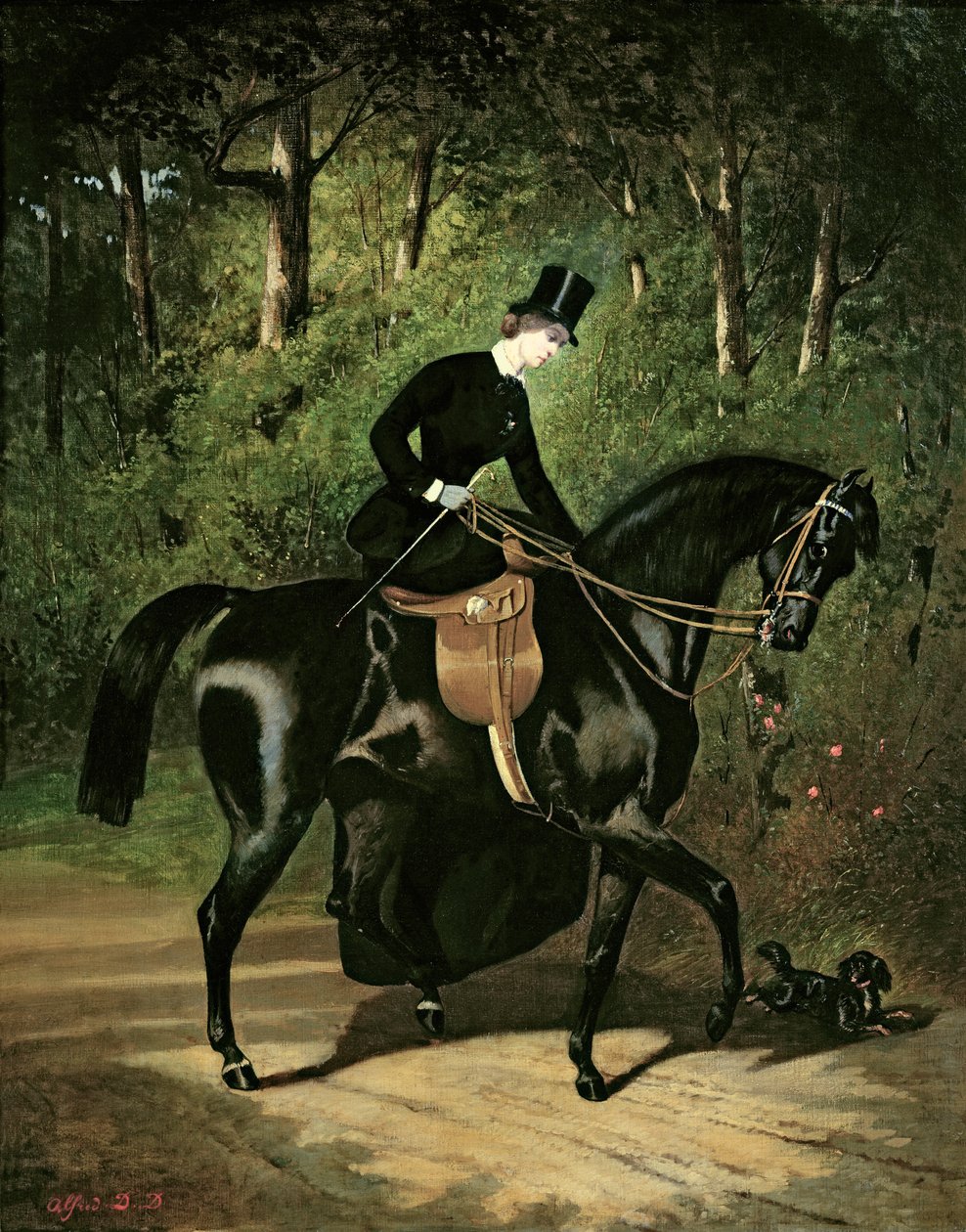 La cavalière Kipler sur sa jument noire - Alfred Dedreux