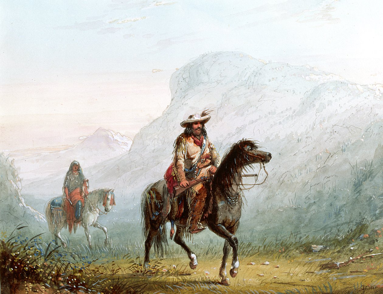 Bourgeois Walker et sa squaw, 1837 - Alfred Jacob Miller