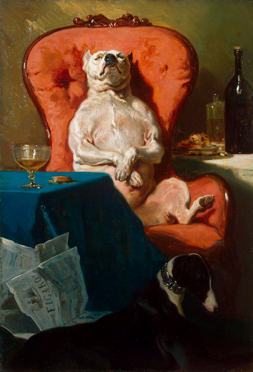 Chien Carlin dans un fauteuil, 1857 - Alfred De Dreux