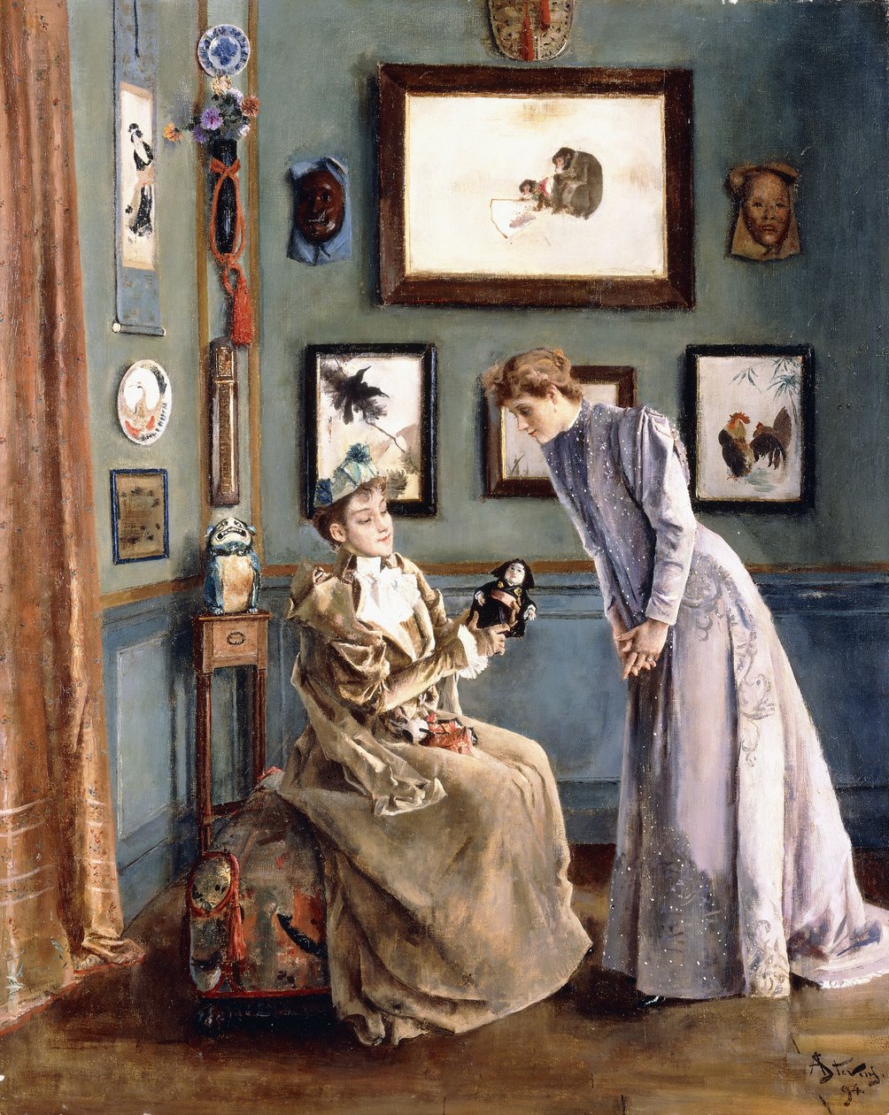 Femmes avec une poupée japonaise, 1894 - Alfred Emile Stevens