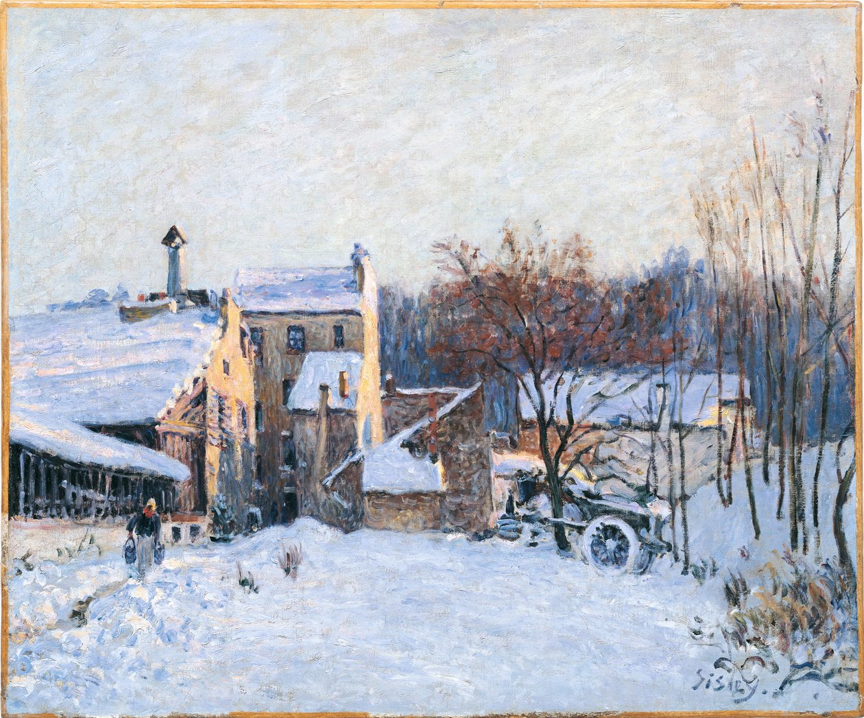 French: Une cour à Chaville - Alfred Sisley