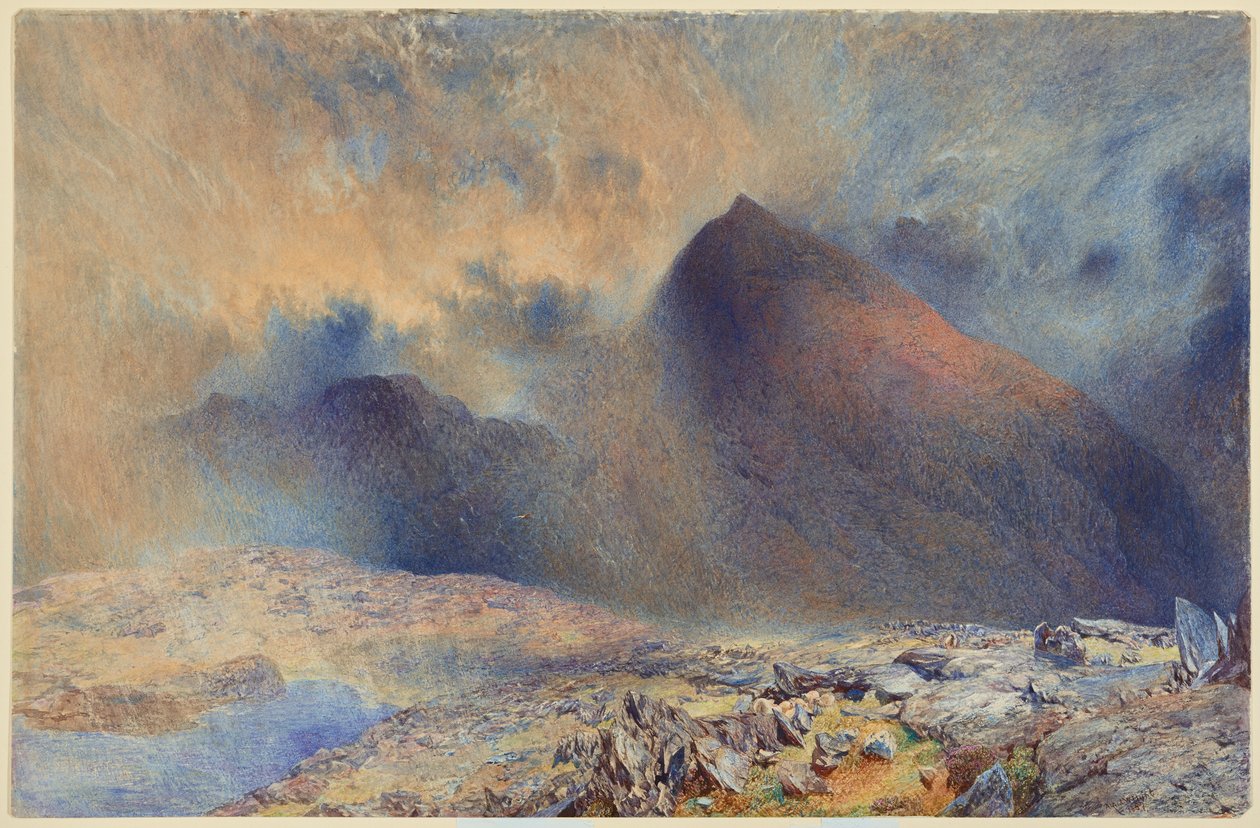 Le Mont Snowdon à travers les nuages - Alfred William Hunt