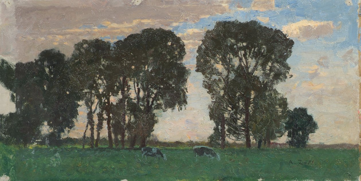 Langenpreising, pâturage avec grands arbres - Alfred Zoff