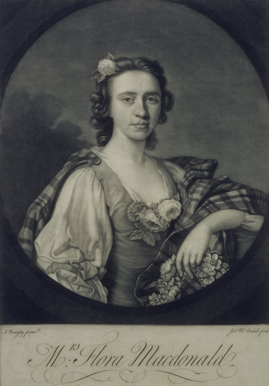 Flora MacDonald, gravée par James McArdell - Allan Ramsay