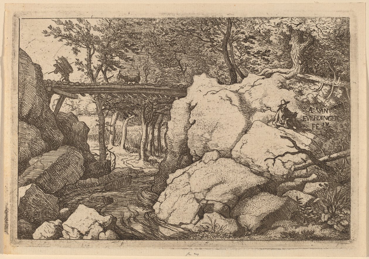 Chèvre sur un petit pont - Allart van Everdingen