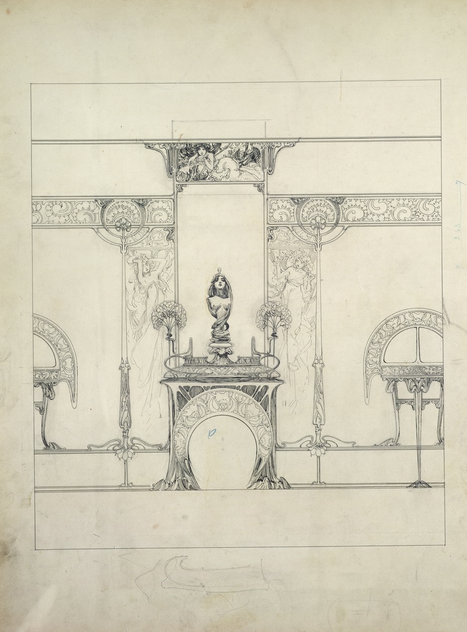 Design pour le décor des bijoutiers Fouquet, 6 rue Royale, Paris - Alphonse Mucha