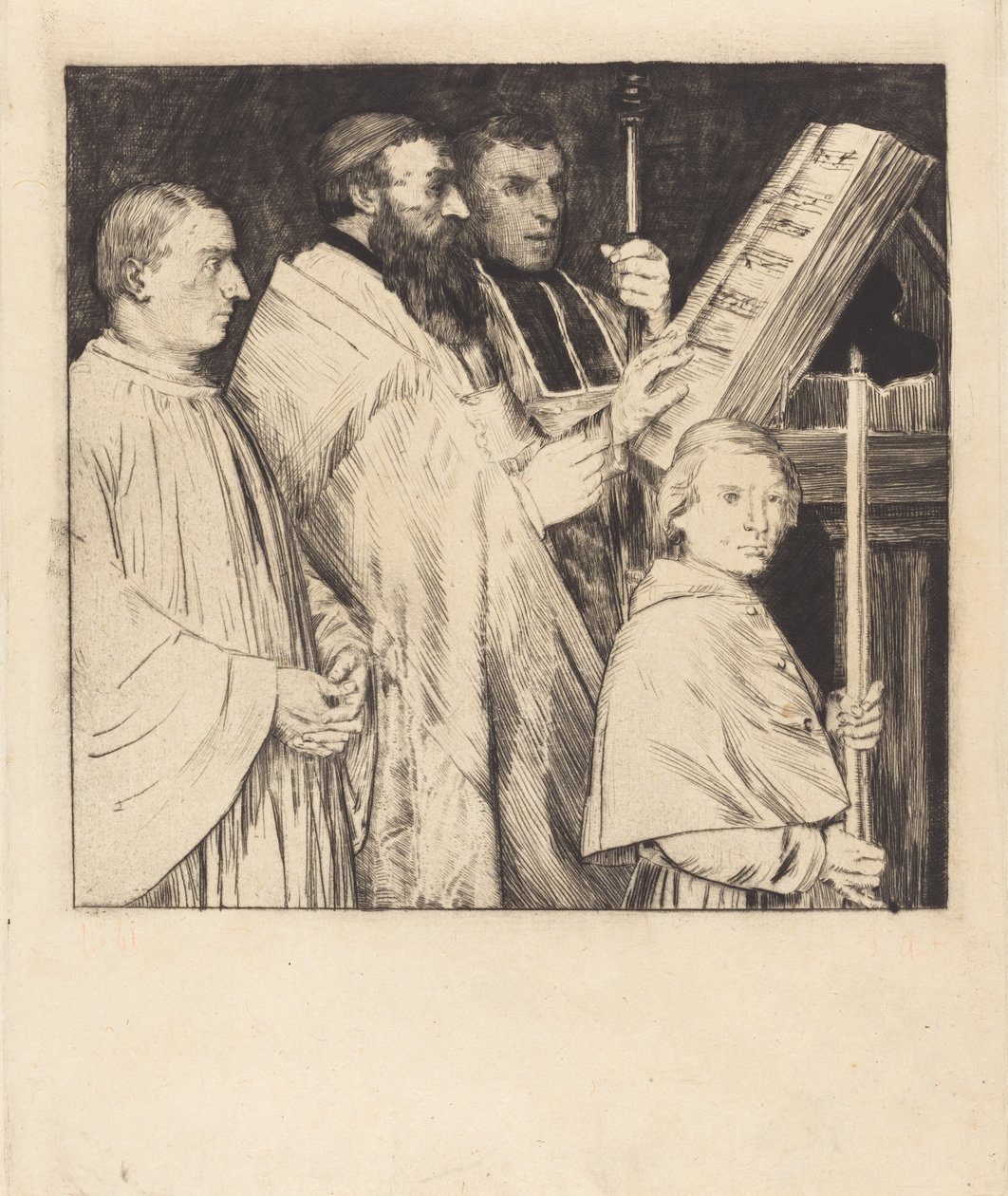 Choristes, 1ère planche (Le lutrin) - Alphonse Legros