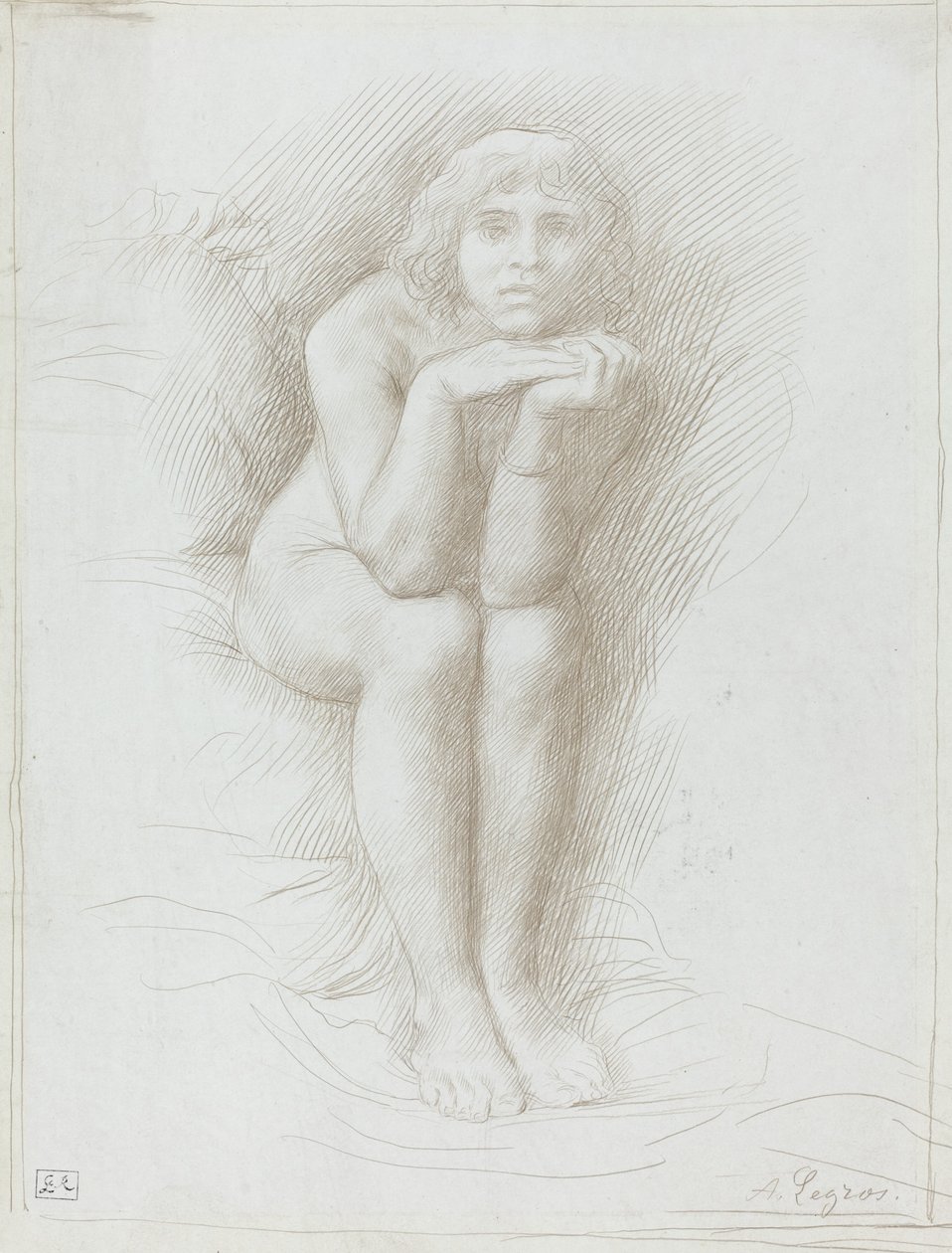 Modèle nu assis - Alphonse Legros