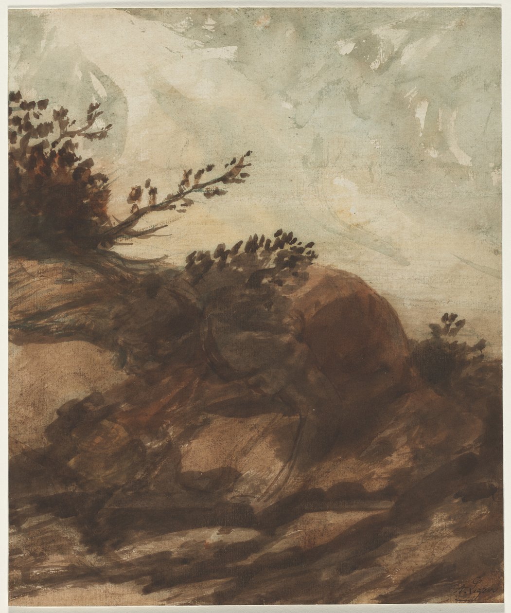 Coucher de soleil sur la colline - Alphonse Legros