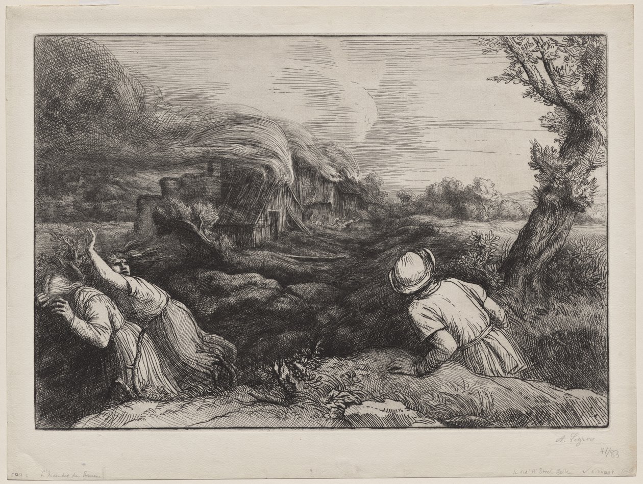 Le village en flammes - Alphonse Legros