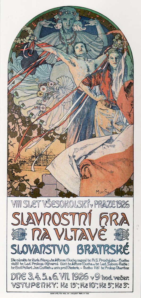 Affiche du 8ème festival Sokol à Prague, 1925 - Alphonse Mucha