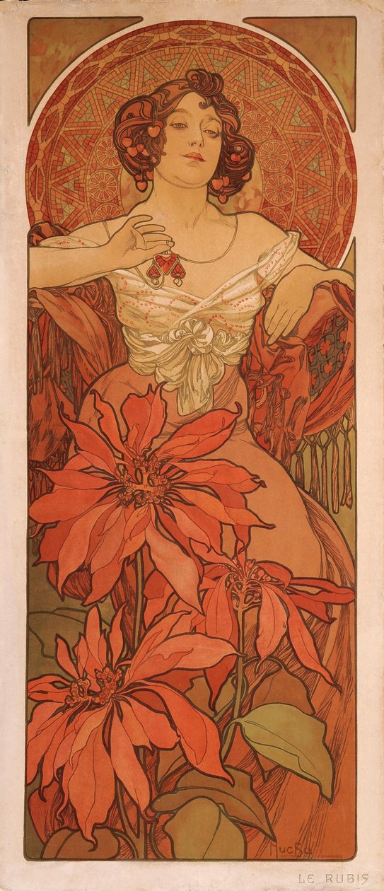 Rubis de la série Les gemmes - Alphonse Mucha
