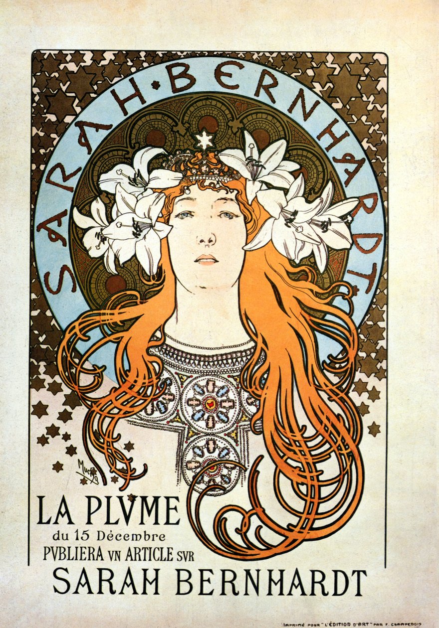 Sarah Bernhardt, La Plume, 15 décembre 1896 - Alphonse Mucha