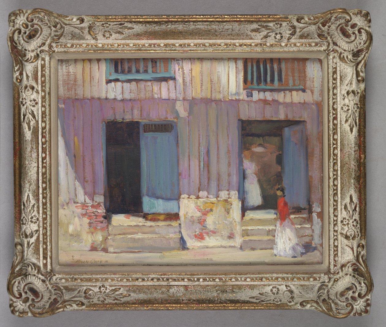 Femme marchant devant des bâtiments - Alson Skinner Clark