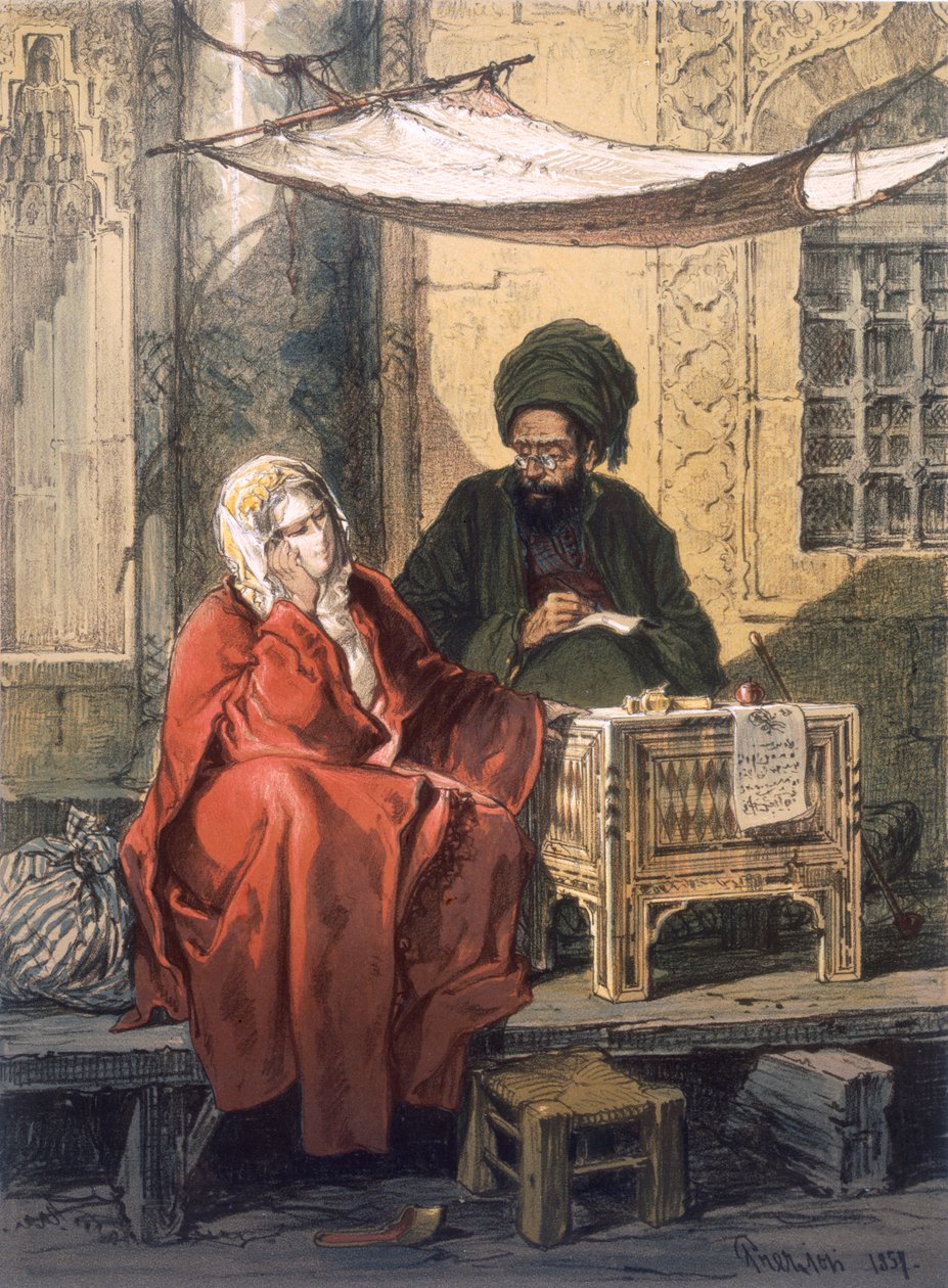 Écriture de lettres, 1858 - Amadeo Preziosi