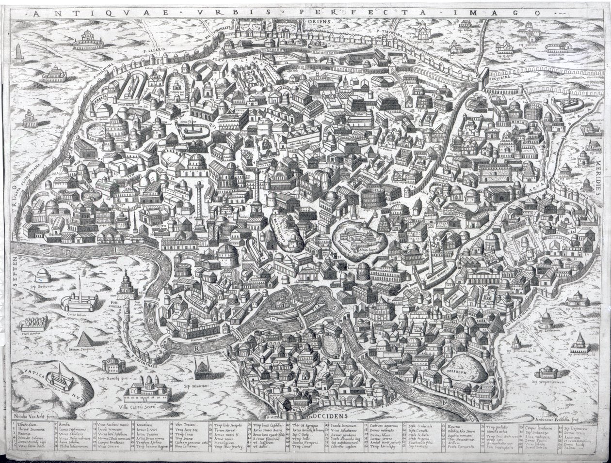 Antiquae Urbis Perfecta Imago, Carte de Rome, vers 1600 - Ambrogio Brambilla