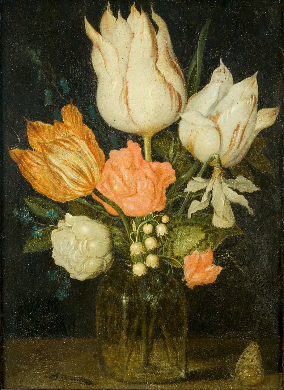 Fleurs dans un petit vase en verre - Ambrosius the Elder Bosschaert