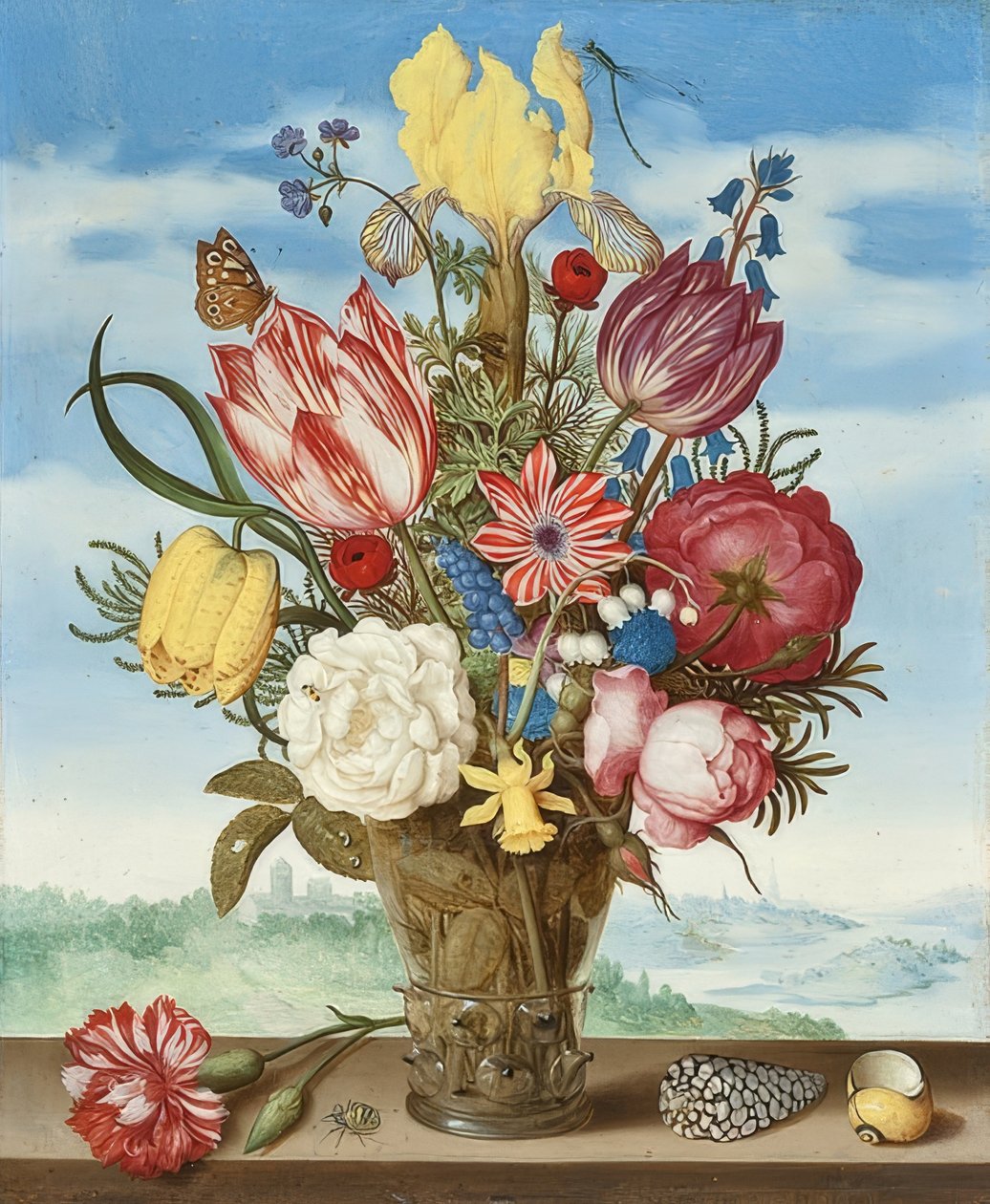 Bouquet de fleurs sur un rebord. 1619 - Ambrosius the Elder Bosschaert