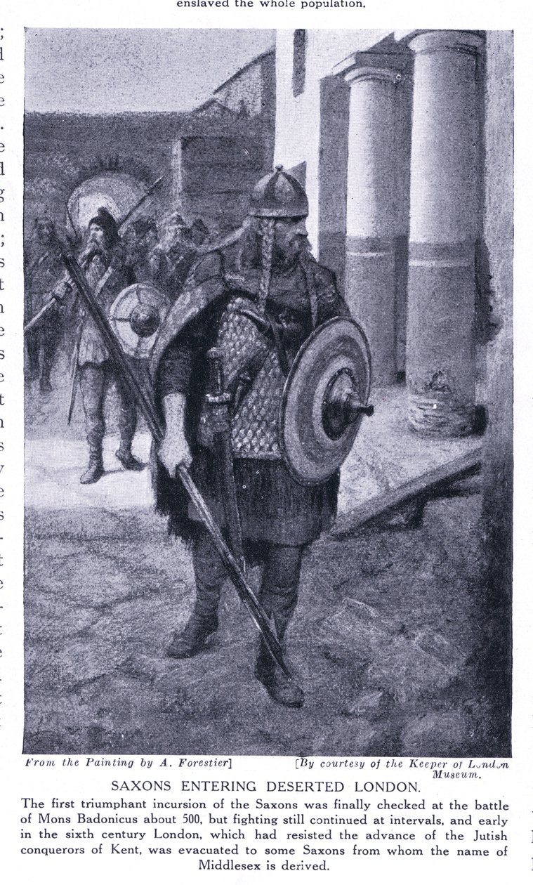 Les Saxons entrant dans Londres désertée, années 1920 - Amedee Forestier