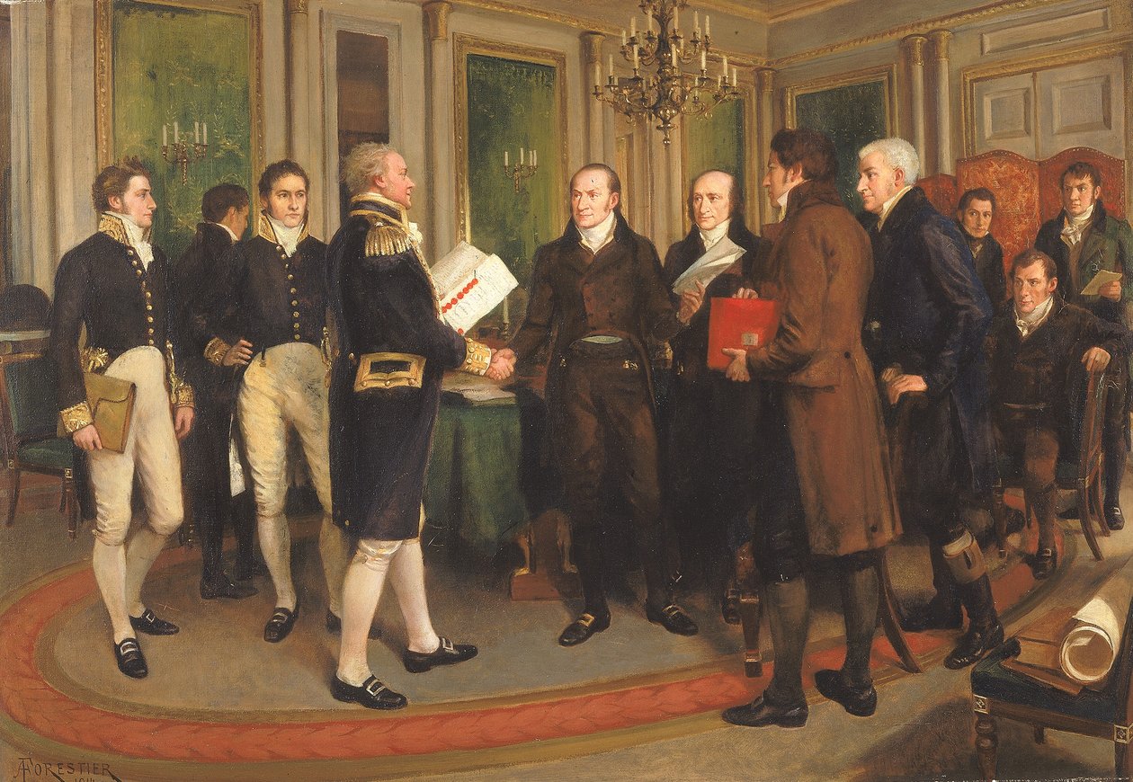 La signature du traité de Gand, veille de Noël, 1814 - Amedee Forestier