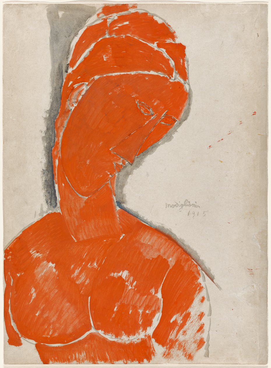 Buste Féminin en Rouge - Amedeo Modigliani