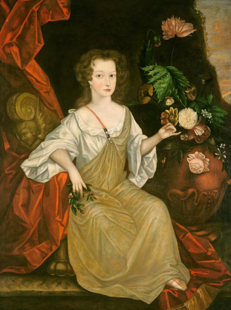 Jeune femme avec un papillon - American 18th Century