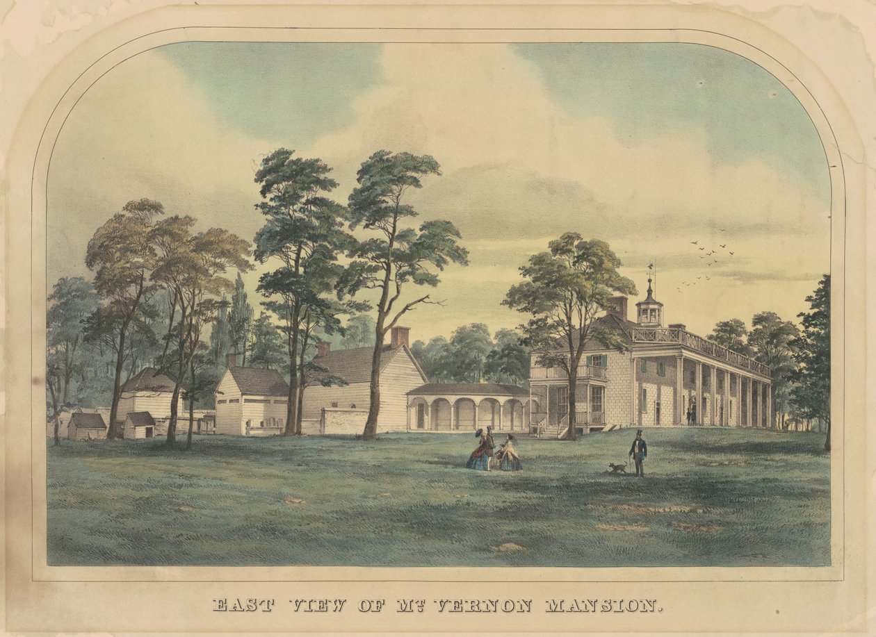 Vue est du manoir de Mount Vernon - American 19th Century