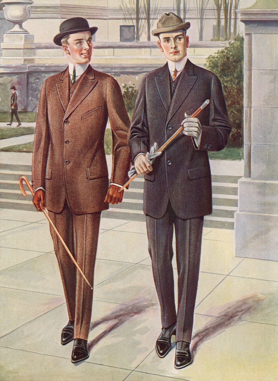 Deux gentlemen à la mode en costumes d