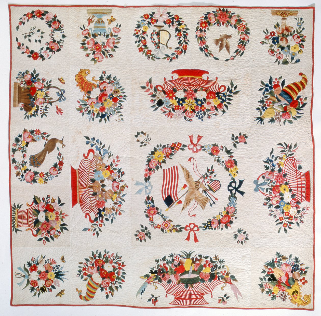 Courtepointe Drapeau et Fleur, vers 1860 - American School