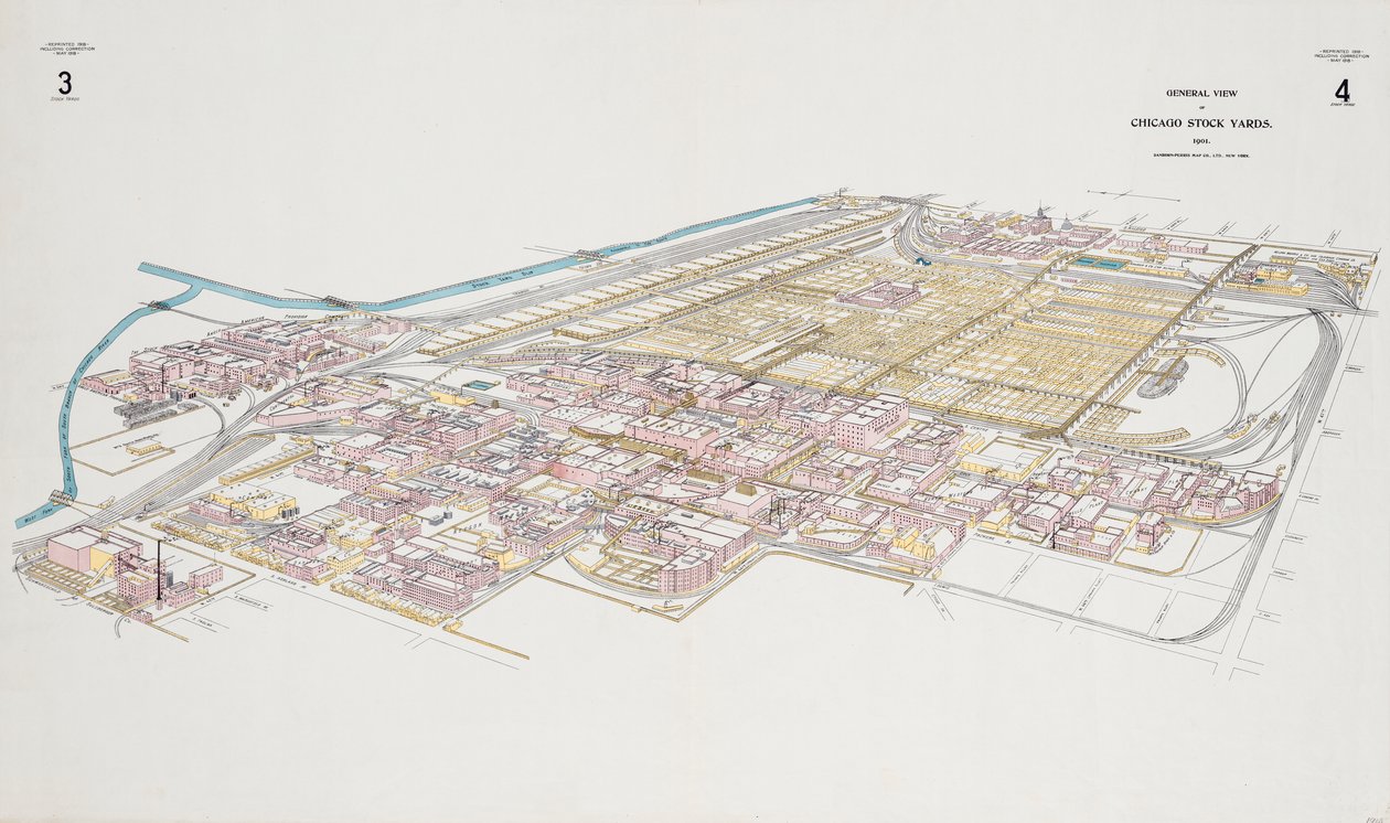Vue générale des abattoirs de Chicago - American School