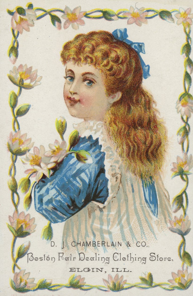 Fille tenant des fleurs - American School