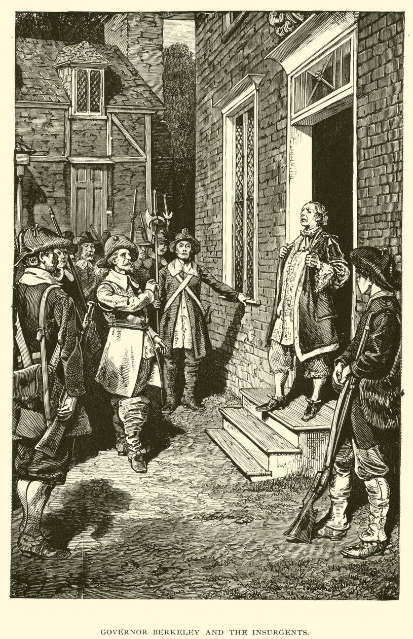 Le gouverneur Berkeley et les insurgés (lithographie) - American School