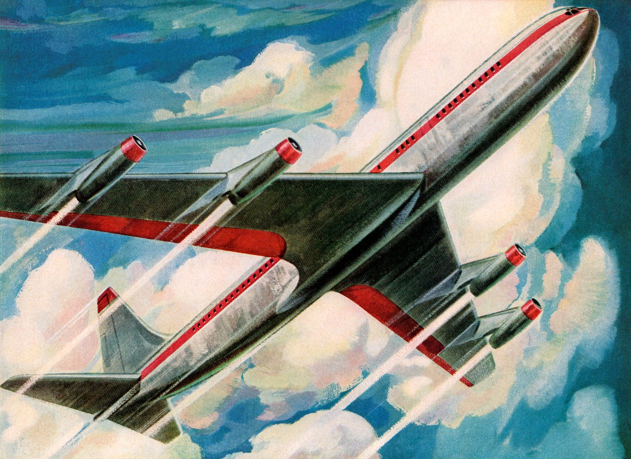 Avion de ligne zoomant dans le ciel - American School