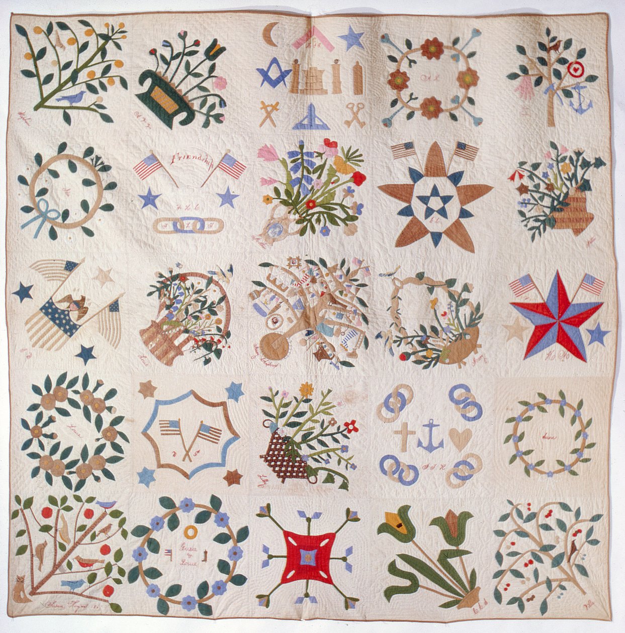 Courtepointe Patriote et Fleur, vers 1860 - American School