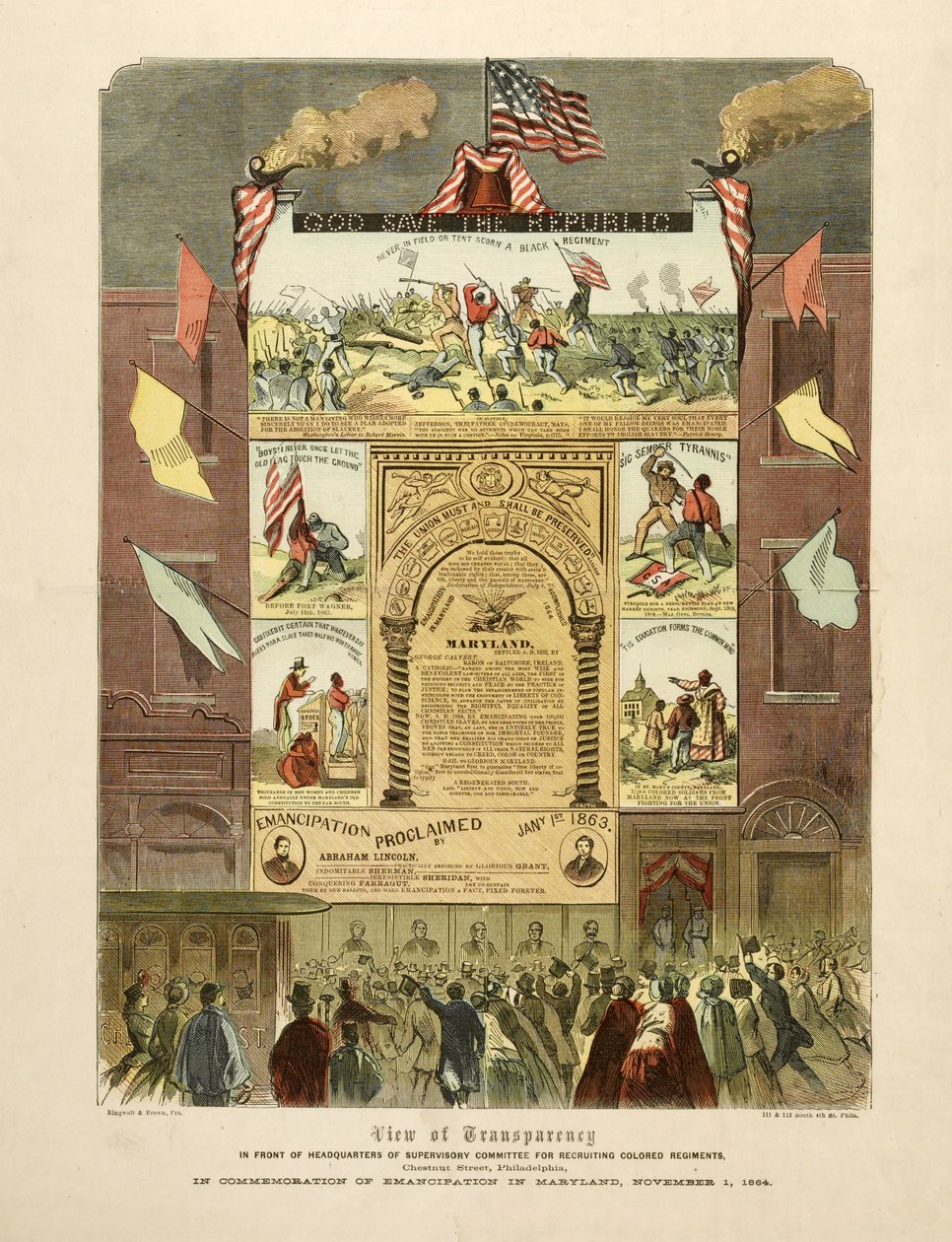 Affiche célébrant "Émancipation dans le Maryland, 1er novembre" - American School