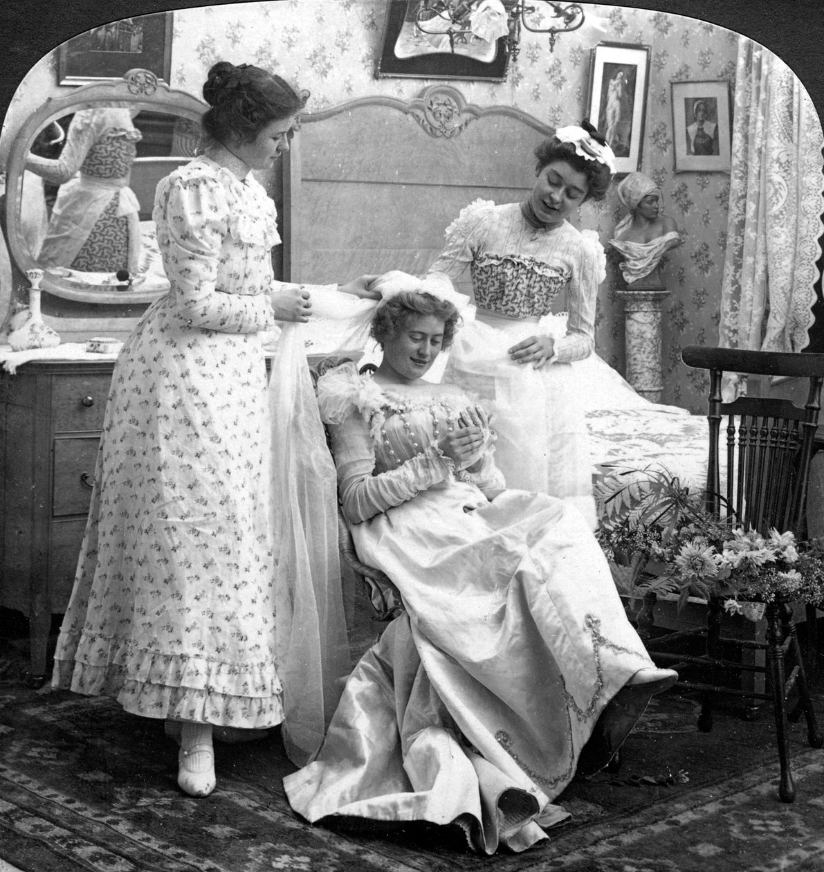 Placer le voile de la mariée - American Stereoscopic Company