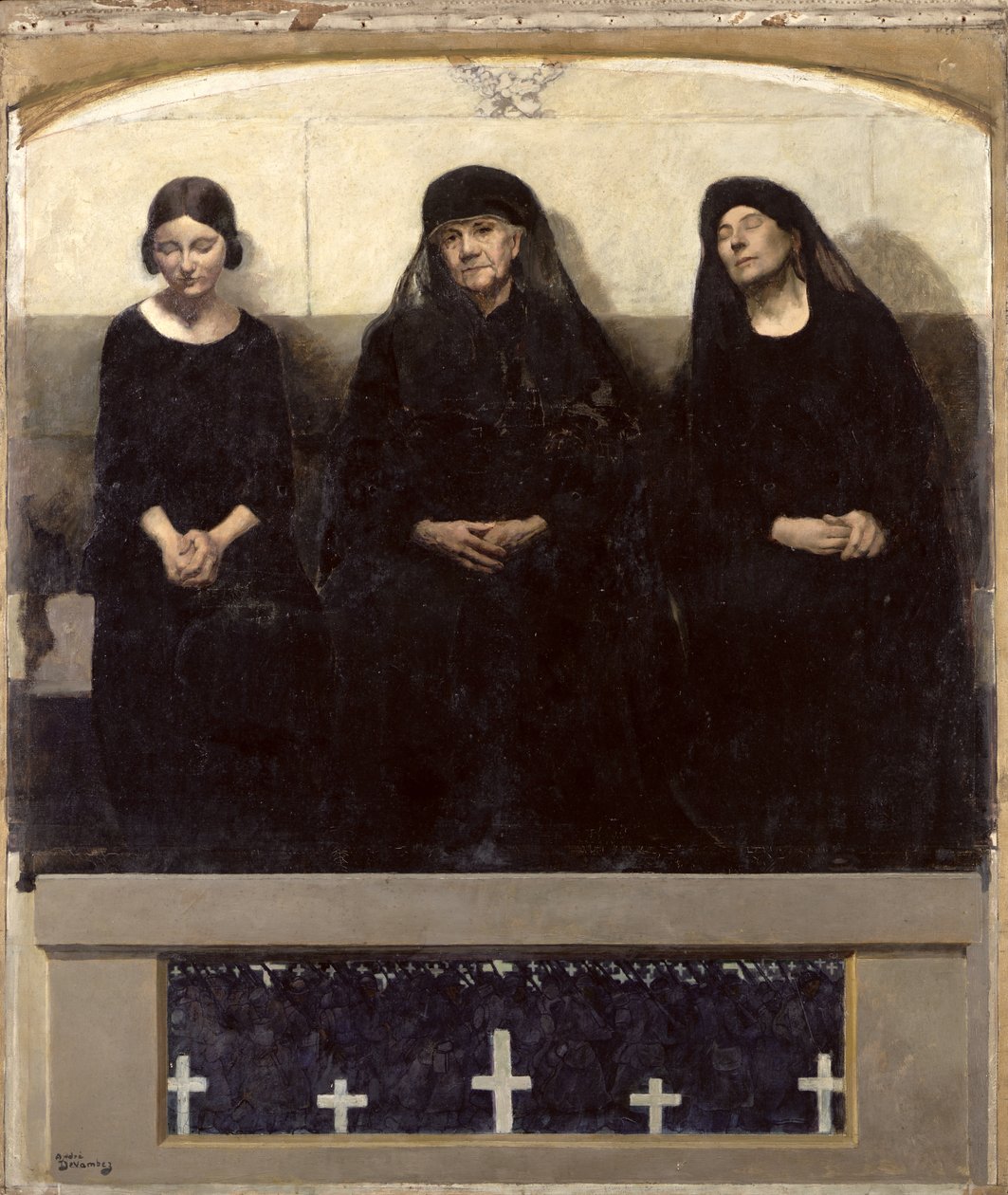Trois femmes pleurant un être perdu, panneau central du triptyque 