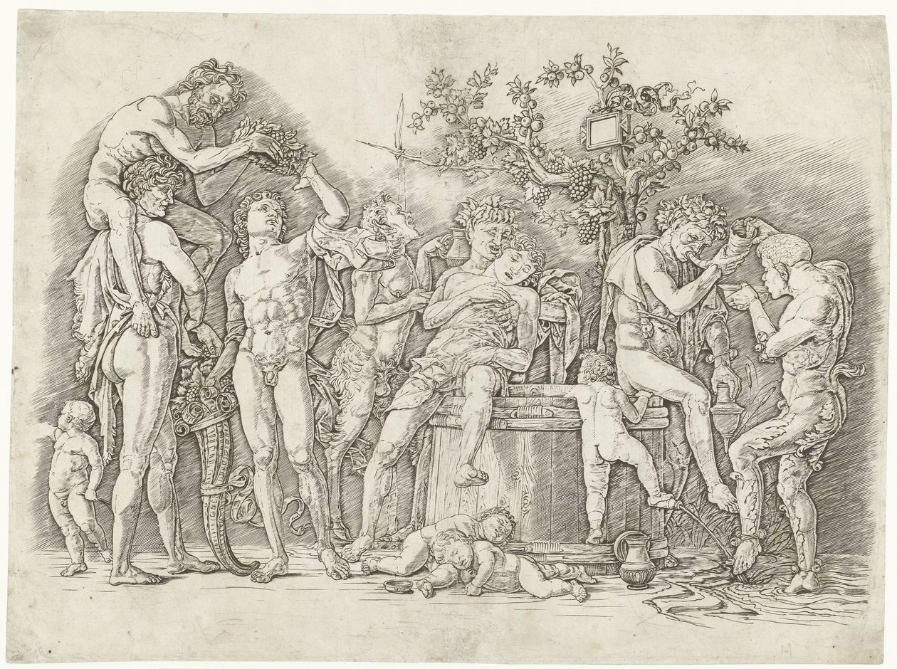 Bacchanale avec satyres et bacchantes près d