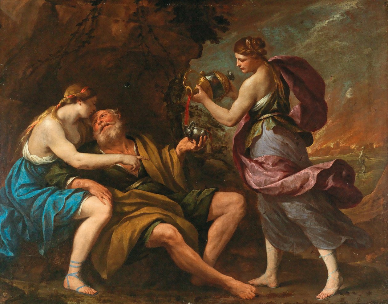 Loth et ses filles, années 1650 - Andrea Vaccaro