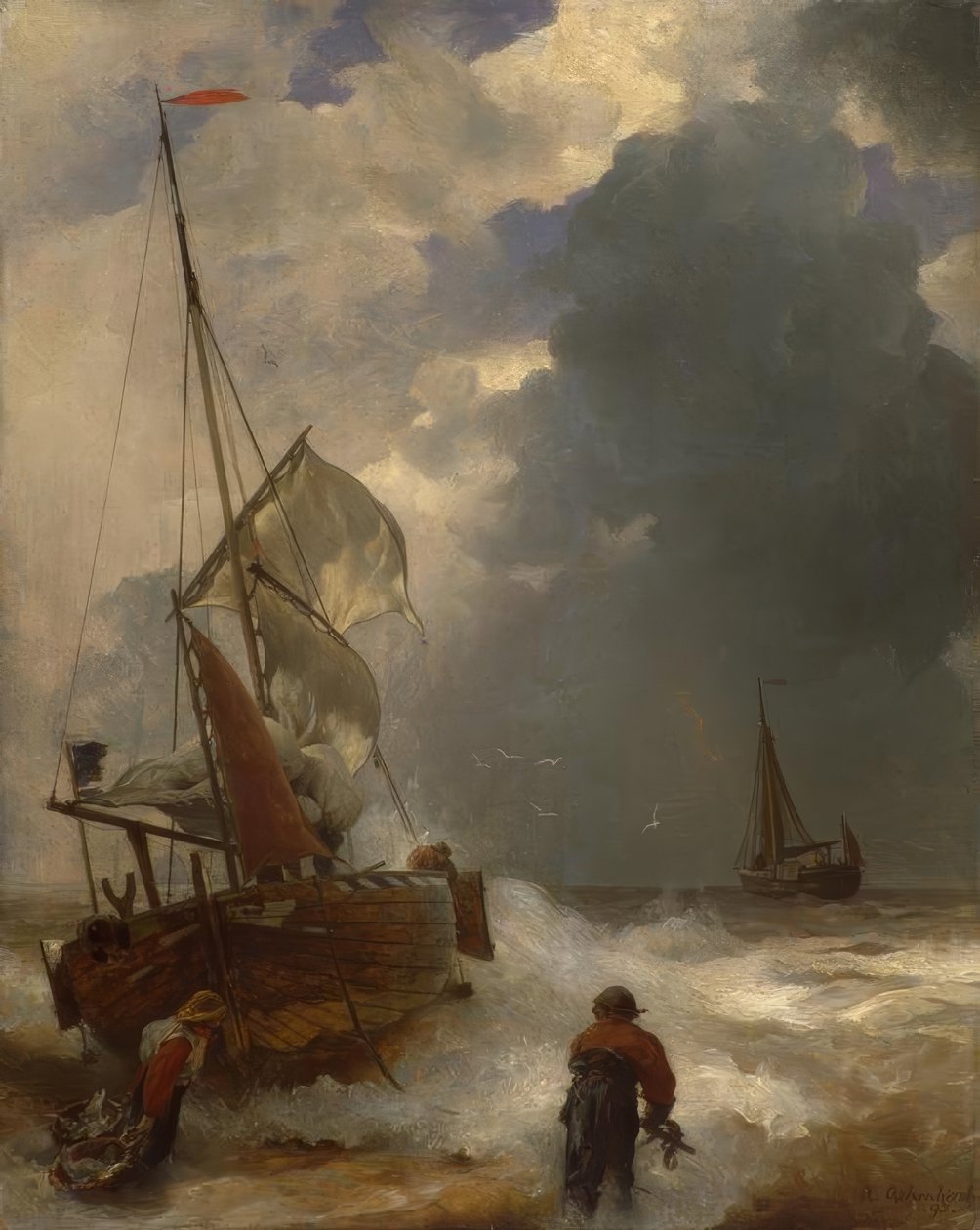 A. Achenbach, Débarquement des pêcheurs - Andreas Achenbach