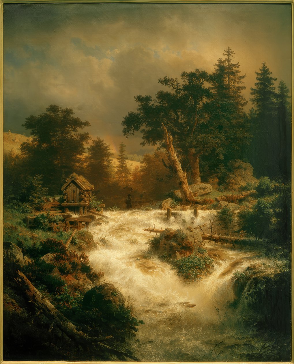 A.Achenbach, Cascade nordique avec arc-en-ciel - Andreas Achenbach