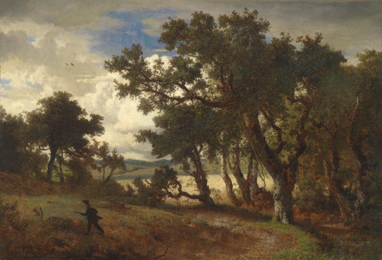 French : Chasseur dans le paysage - Andreas Achenbach