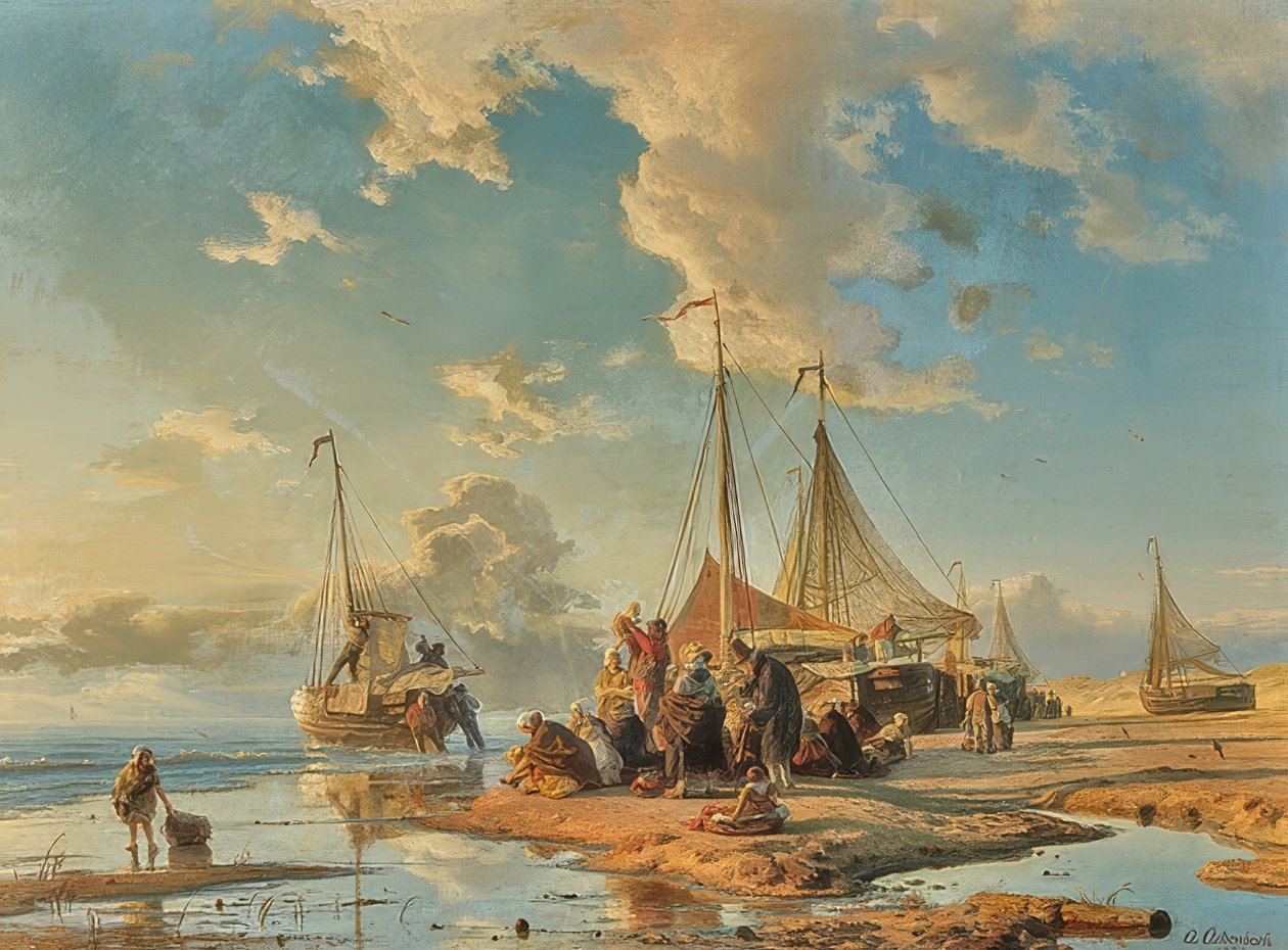 Pêcheurs hollandais après la prise - Andreas Achenbach