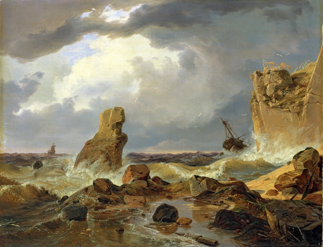 Surf sur une côte rocheuse - Andreas Achenbach