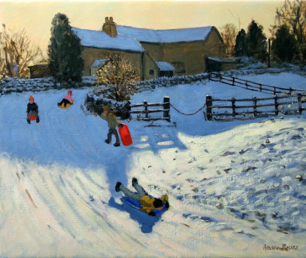 Enfants faisant de la luge, Monyash, Derbyshire - Andrew Macara